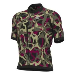 ALE Maillot Alé Off-Road Gravel Woodland Manche Courte Vert Gris Lilas Noir