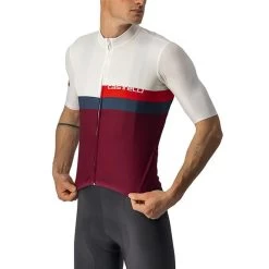 Maillot Castelli A Blocco Manche Courte Blanc Lilas Multicolore