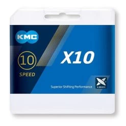 Chaîne KMC X10 10V 122 Maillons Noir Argent